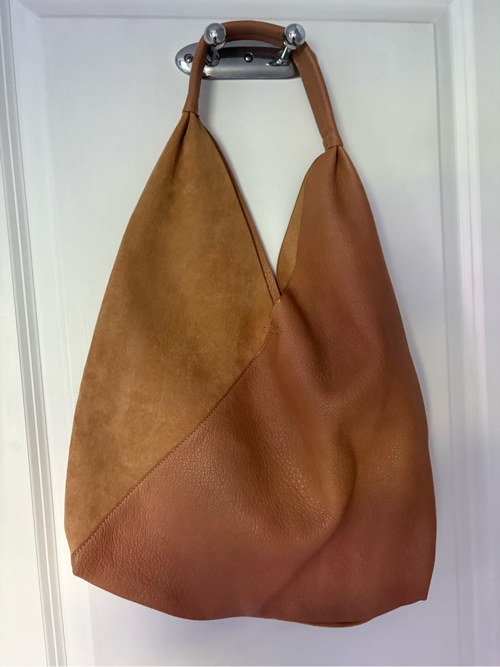 Tan Two-Tone Leather Shoulder Bag